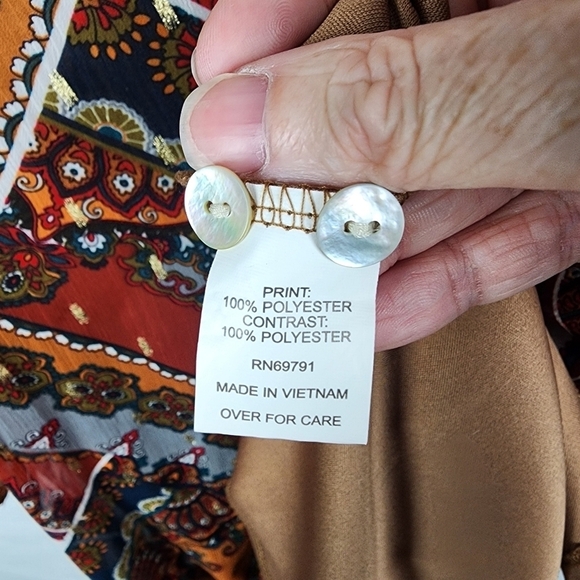 Fig and Flower Paisley Half Button Up Mini Dress Size Medium Fall Autumn - Picture 4 of 6